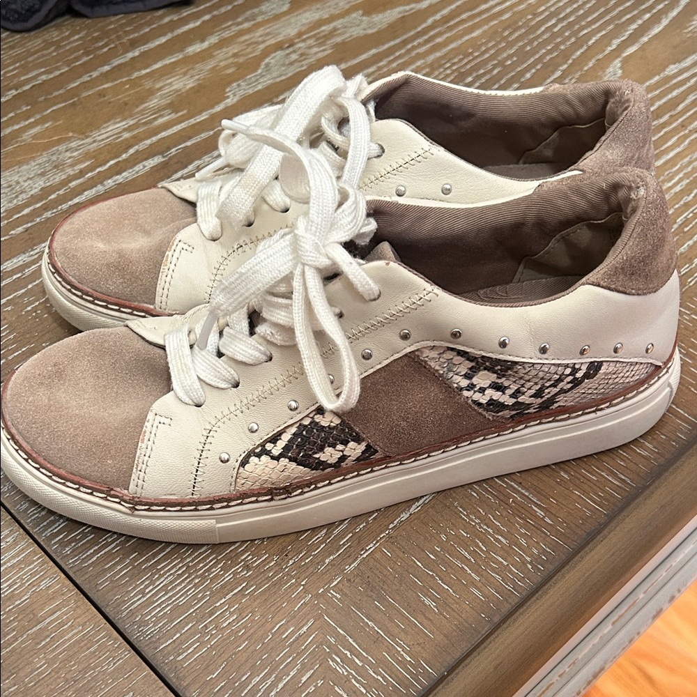 Crown Vintage Cream and Snake Print Sneakers